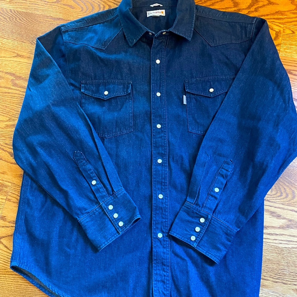 Carhartt Dark Indigo Denim Western Button-Down Shirt Jean jacket